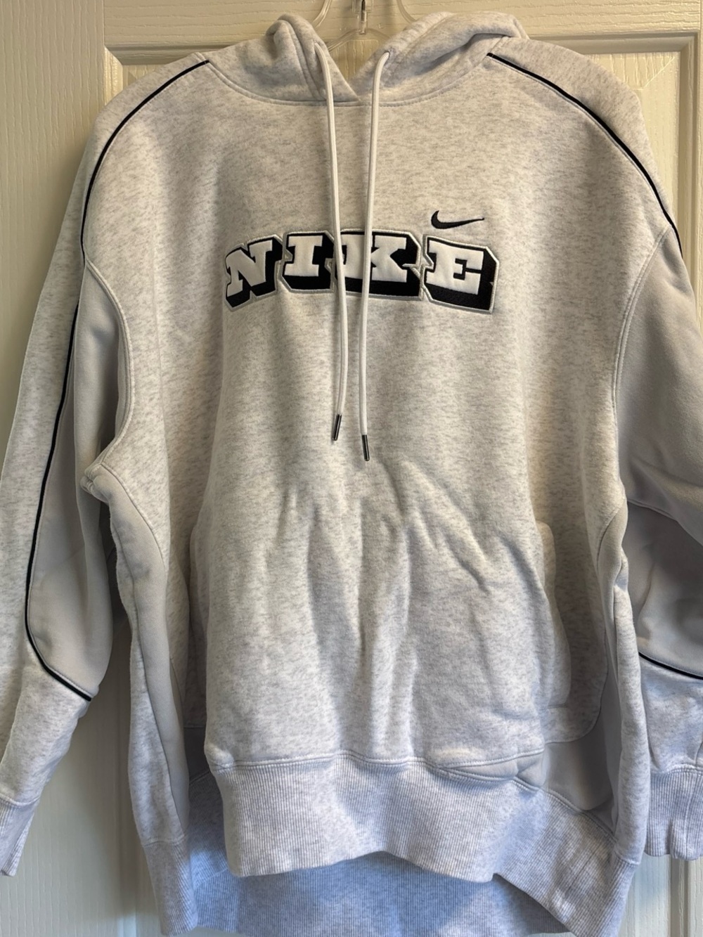 Nike Light Gray Hoodie with Black Logo Trim